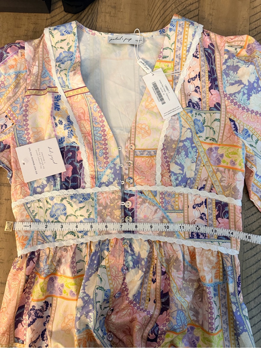 NWT Petal & Pup Ariella Maxi Dress Medium Patchwork Boho Cottagecore Floral - Picture 7 of 7